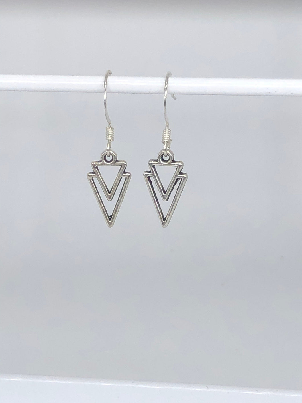 Silver tone drop earrings