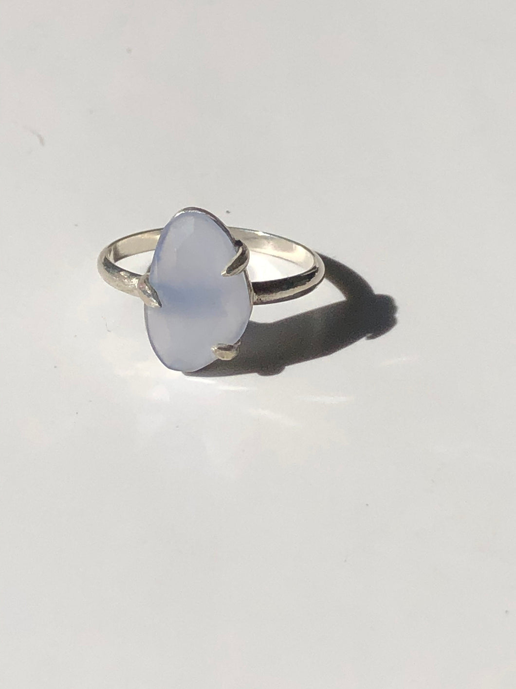 pale blue chalcedony and silver ring