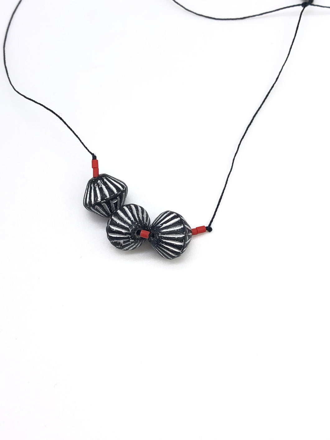 black and white bicone bead necklace