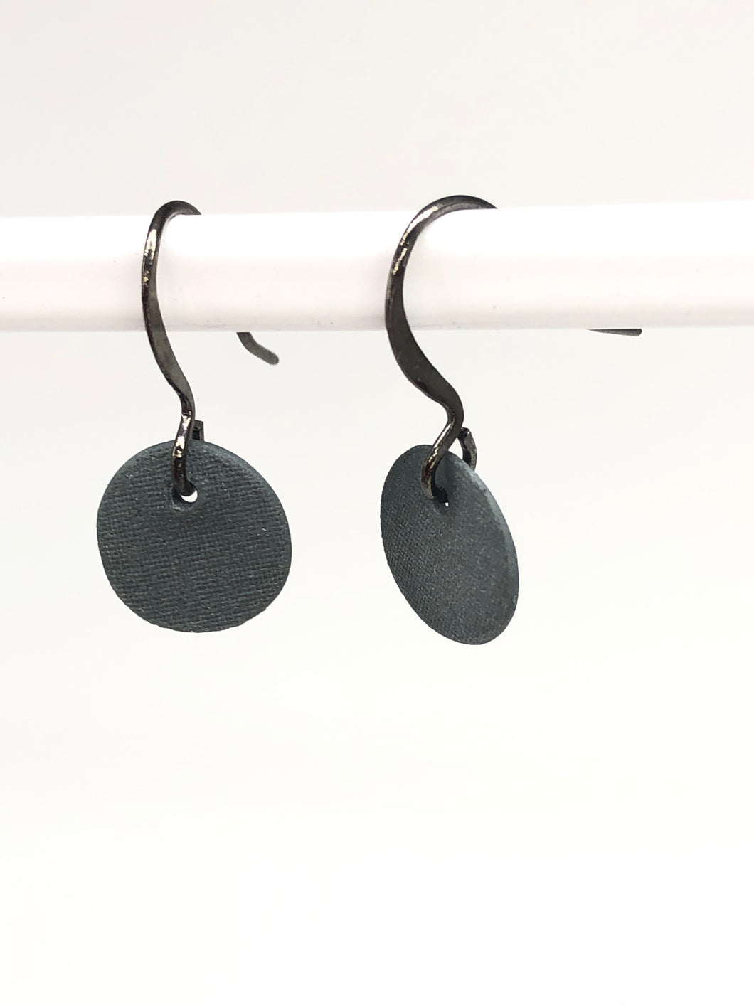 gray porcelain and black circle drop earrings