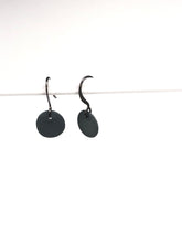 Load image into Gallery viewer, gray porcelain and black circle drop earrings
