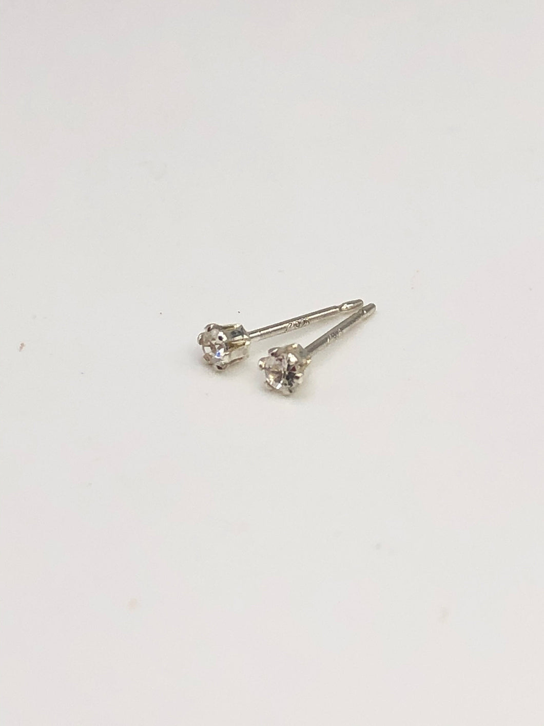 tiny white topaz studs - 2mm