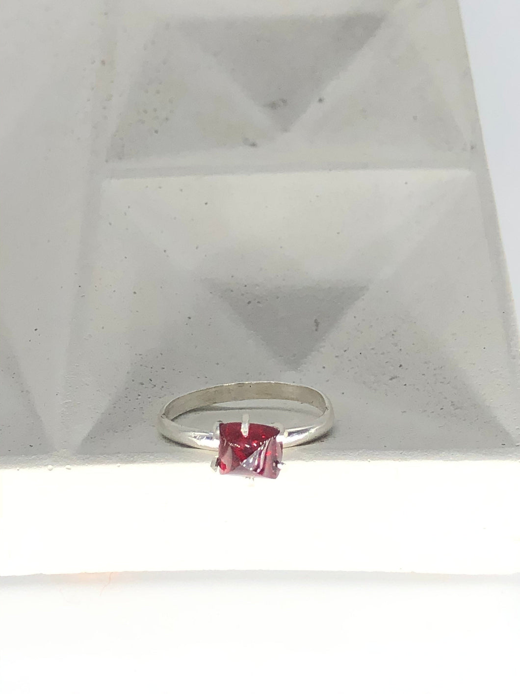 garnet and silver ring