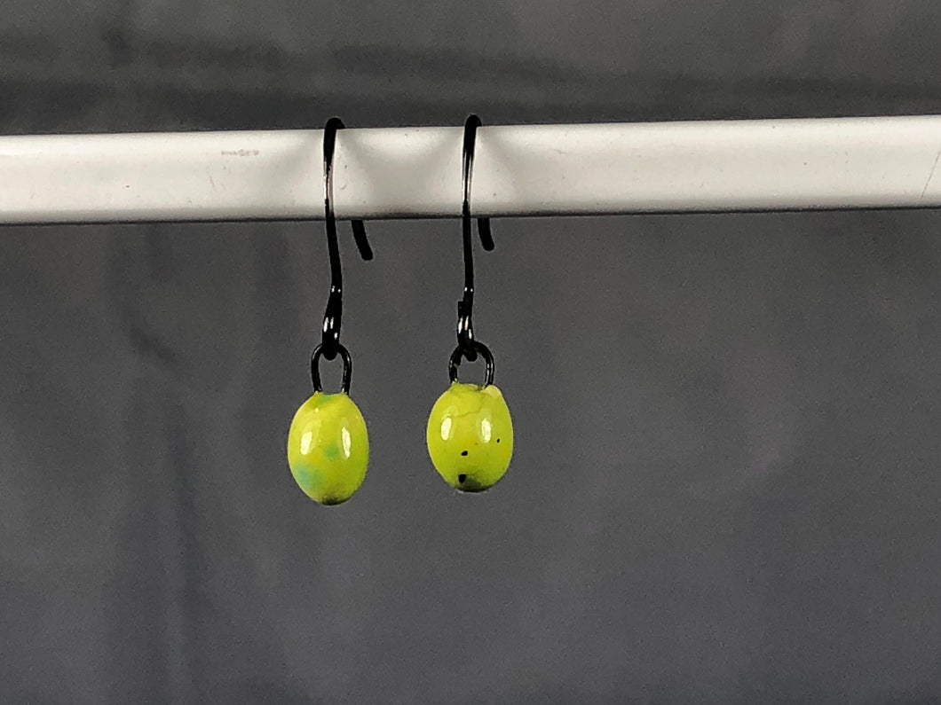 lime green ceramic drop earrings