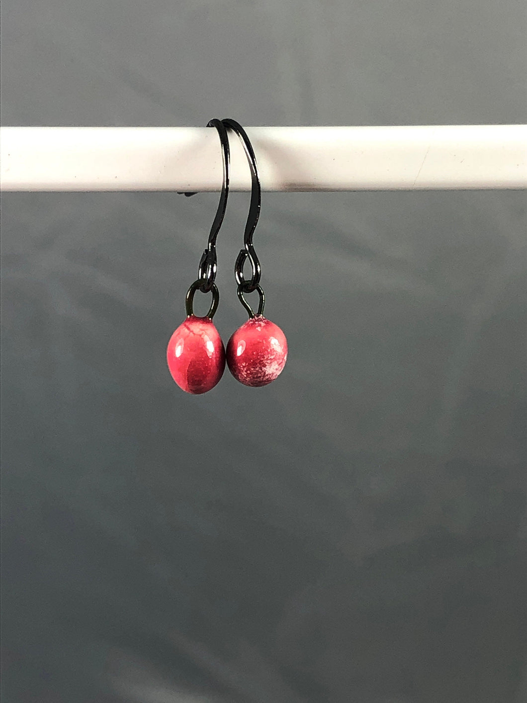 raspberry ceramic drop earrings