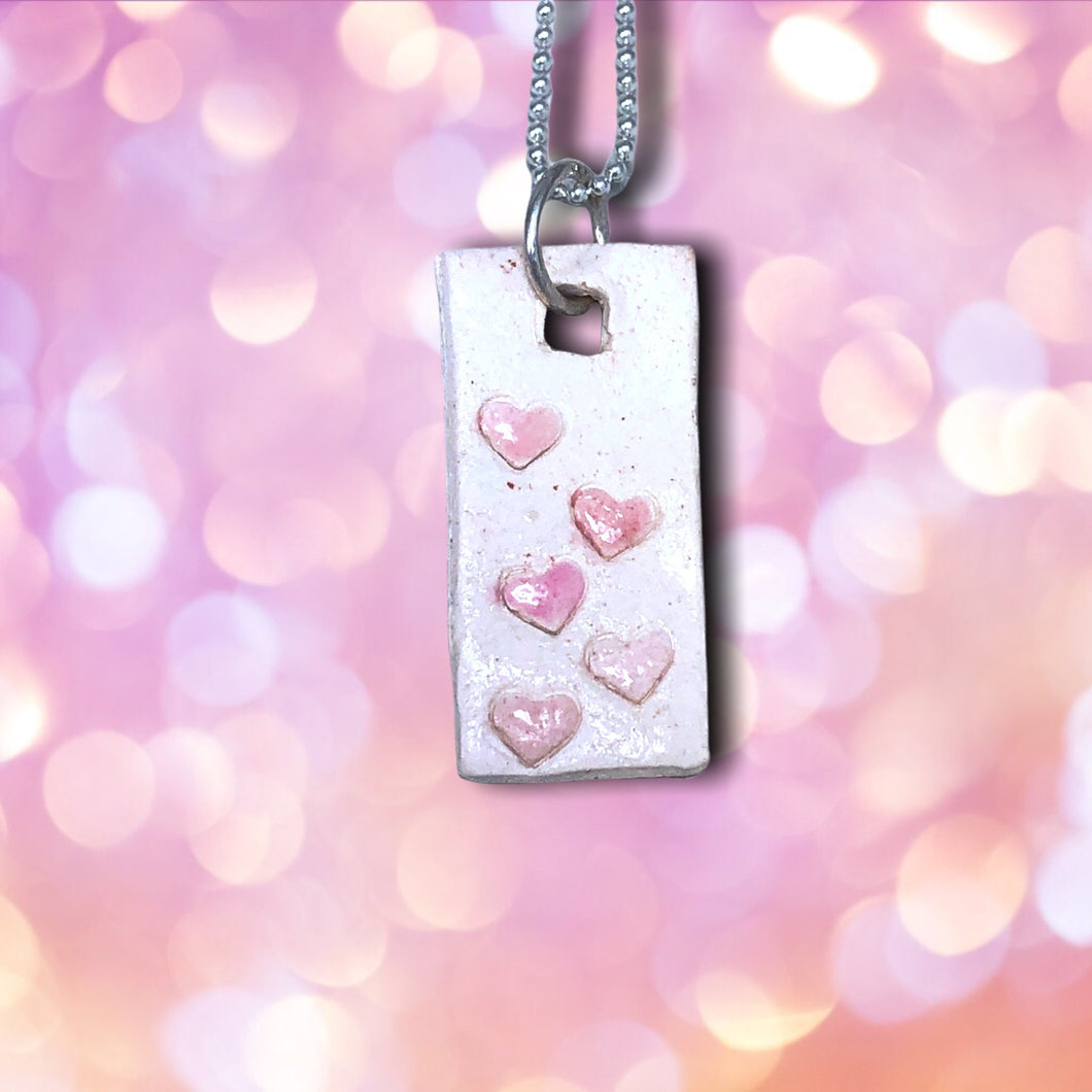 pink hearts rectangular pendant