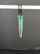 Load image into Gallery viewer, teal and white crackle spike earrings
