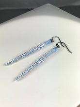 Load image into Gallery viewer, blue and white crackle spike earrings
