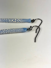 Load image into Gallery viewer, blue and white crackle spike earrings
