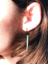 Load image into Gallery viewer, teal and white crackle spike earrings
